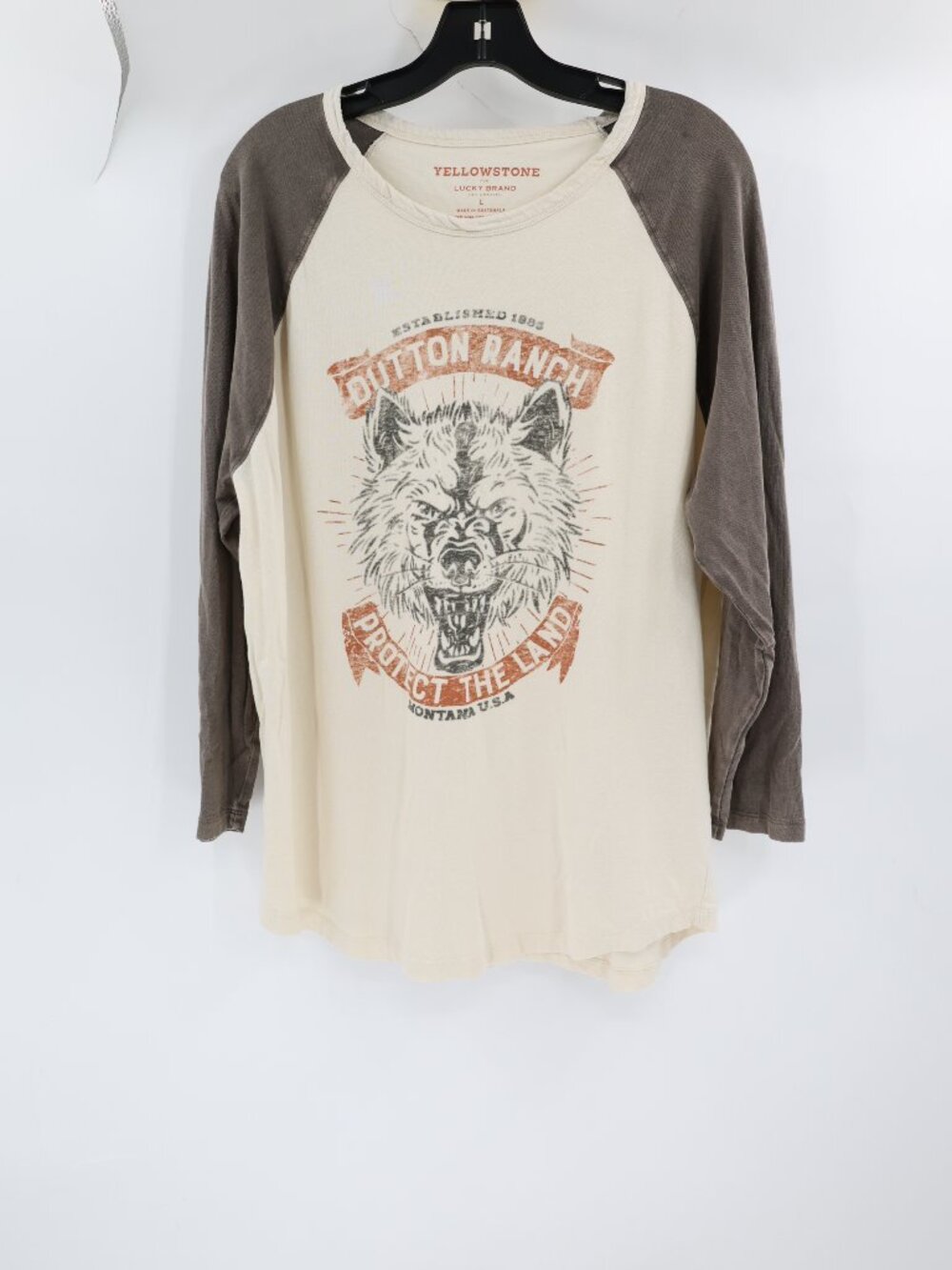 Yellowstone X Lucky Brand Shirt Men Large Dutton Ranch raglan baseball Crew Neck